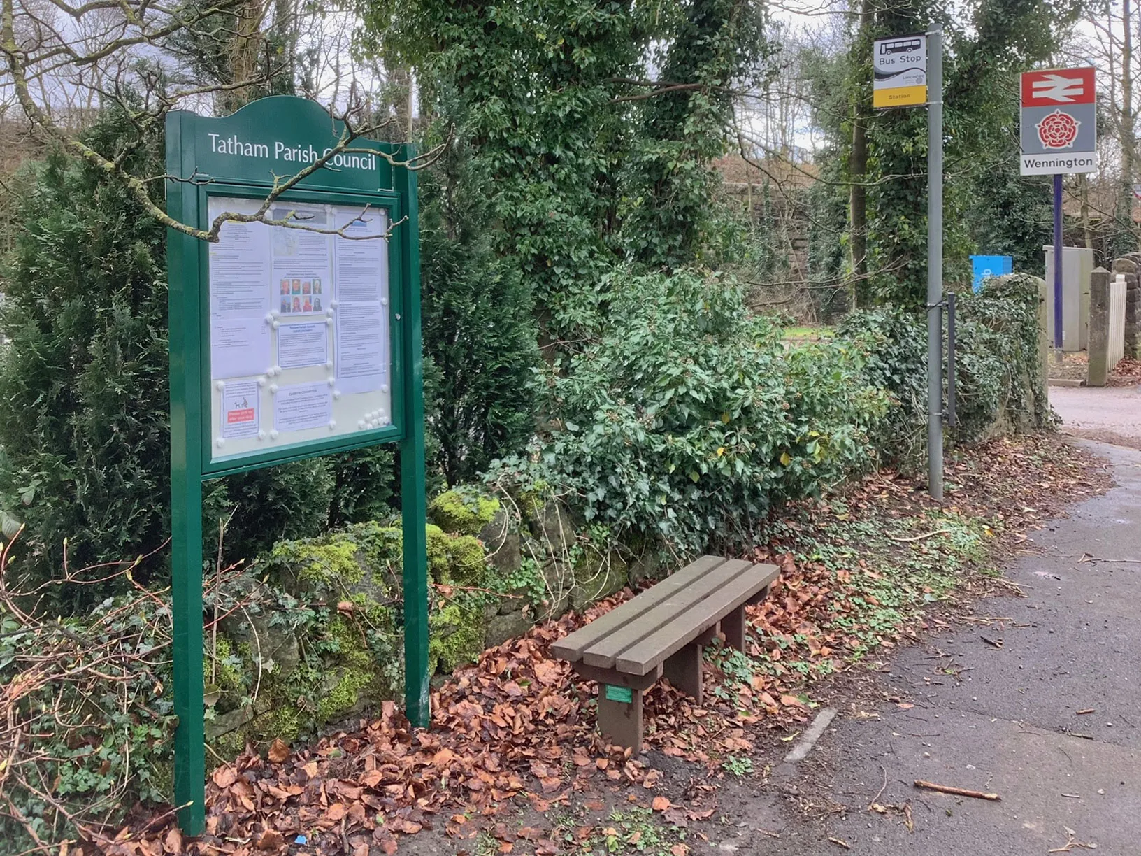 Image of Tatham Parish Council notice board at Wennington station